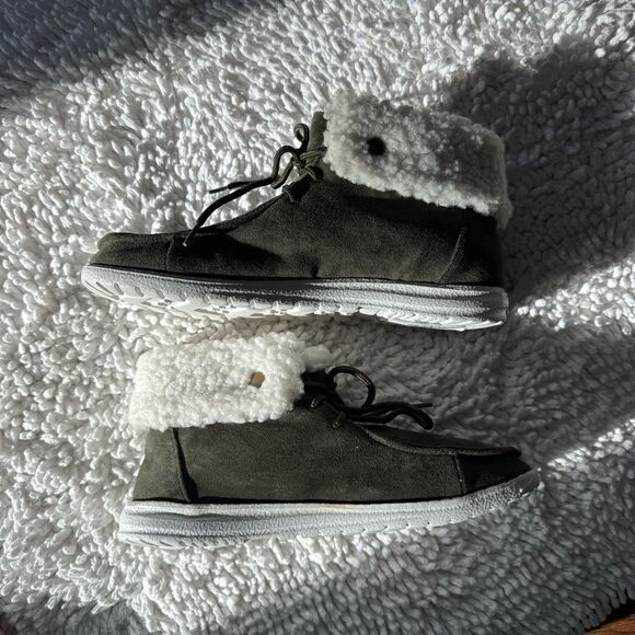 Olive Green Suede Gypsy Jazz Bootie - Picture 4 of 5